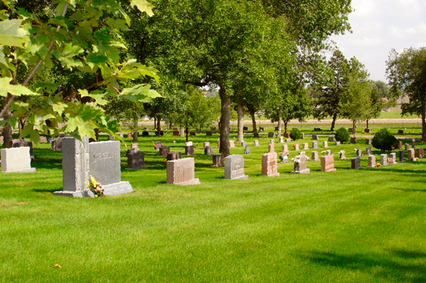 Гранитные памятники на кладбище